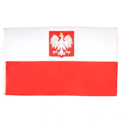 Abbildung von AZ FLAG Flagge Polen mit Adler 90x60 cm Polnische Fahne 100% Polyester Messing Ösen 50g