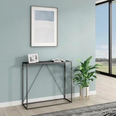 Abbildung von en.casa Konsolentisch, »Austevoll« aus Stahl 90x30x80cm Schwarz