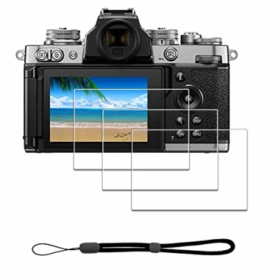 Abbildung von iDaPro Displayschutz schutzfolie für Nikon Z Fc Zfc + Handschlaufe [3+1Stück] Schutzglas Tempered Glass Screen Protector 9H Härte Gehärtetes Glas