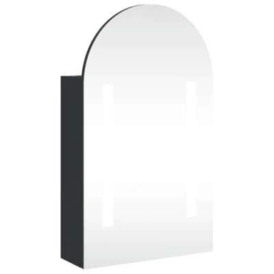 Abbildung von vidaXL Spiegelschrank, Gewölbt Badschrank mit LED Beleuchtung, Hängeschrank Badezimmerschrank viel Stauraum, Wandschrank Badmöbel, Schwarz