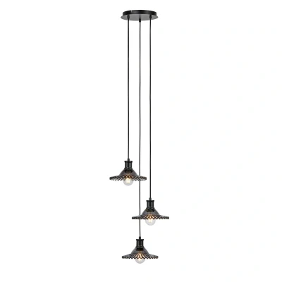 Abbildung von Hängeleuchte Novia, schwarz, Rauchglas, 3 flammig, Ø 22 cm