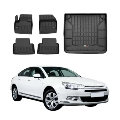 Abbildung von OMAC Fußmatten &amp; Kofferraumwanne Set kompatibel mit Citroen C5 2008 2017 Gummi Schwarz 5X