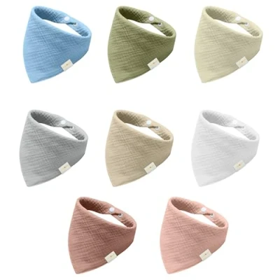 Abbildung von FZSECRIU Lätzchen Baby Muslin, Dreieckstuch 8 Stück, Halstuch Baby, Spucktücher Musselin, Mulltücher für Zahnen und Sabbern (8, Colorful)