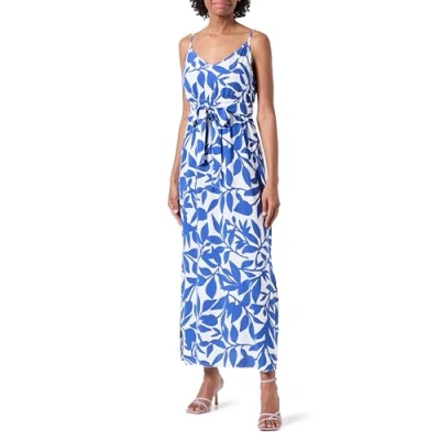 Abbildung von VERO MODA Damen VMEASY Joy Slit Maxi V Neck Dress WVN GA Maxikleid, Snow White/AOP:Alisa Mazarine Blue, L