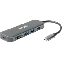 Abbildung von D Link DUB 2327 6 in 1 USB C Hub mit Power Delivery (PD 60W, 4K HDMI, 2 3.0 Ports, SD/MicroSD Card Reader für PC, MacBook Pro, Air, iPad Chromebook, Surface Pro u.w.)
