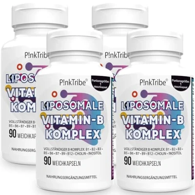 Abbildung von Liposomale Vitamin B Komplex Hochdosiertes Kapseln Mit 9 Vitaminen, Methylisierte Aktivformen, 10 fache Absorption, Ohne Zusätze, 3 Monate Vorrat, 90 Weichkapseln (4er Pack)