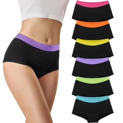 Abbildung von Libella 6er Pack Panties Damen Boxershorts Unterhosen Frauen mit Atmungsaktive Pantys Mehrpack Hipsters Baumwolle Weicher dehnbarer Bund 3430 UNBL S