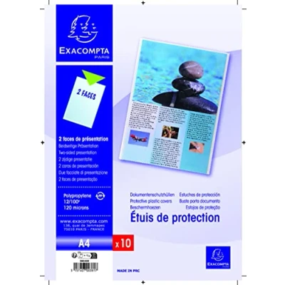 Abbildung von Exacompta 38040E Dokumentenschutzhüllen (einfach, DIN A4, aus PP 120µ, praktisch und belastbar) 10er Pack kristall EXABB