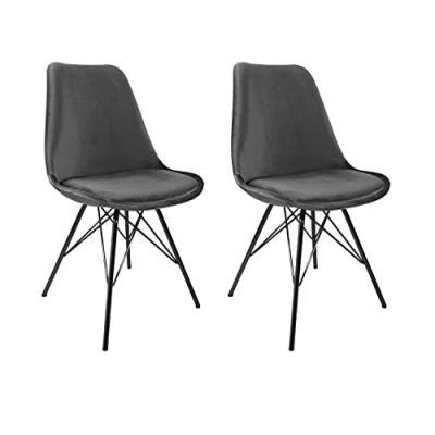 Abbildung von Kick Collection 2er Set Esszimmerstühl Velvet Samt Dunkelgrau Modern und Hochwertig Hochwertige Materialien Erhältlich in vielen Farben