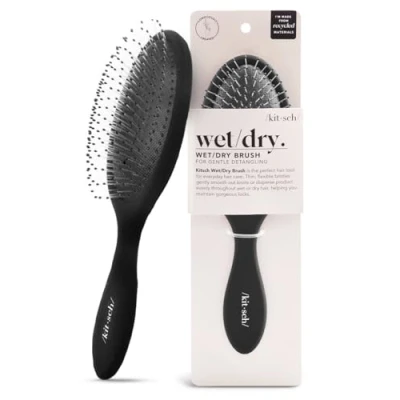 Abbildung von Kitsch Umweltfreundliche nasse und trockene Haarbürste für Frauen, Entwirrbürste, Duschhaarbürste, Schulanfang, dickes, feines, glattes lockiges Haar, krausfreies, gesundes