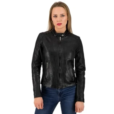 Abbildung von URBAN 5884 Damen Lederjacke, GIGI, Weich und eng Anliegend, Handgearbeitet, Schwarz, 3XL