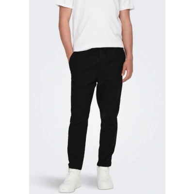 Abbildung von Only &amp; Sons Einfarbige Stoffhose, Herren, Größe: Large, Black