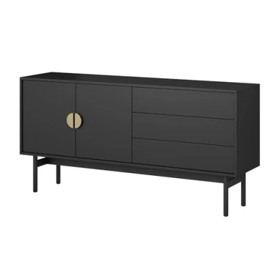 Abbildung von Selsey TV Schrank Board Sideboard Fernsehtisch Fernsehschrank 154 cm Schubladen Schwarz Stoon
