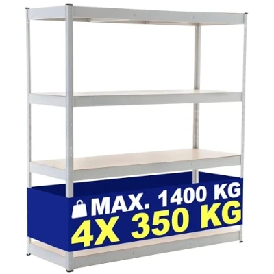 Abbildung von CLP Lagerregal 160X180X60 cm I Böden Bis Je 350 KG Belastbar Metall Steckregal, Farbe:weiß