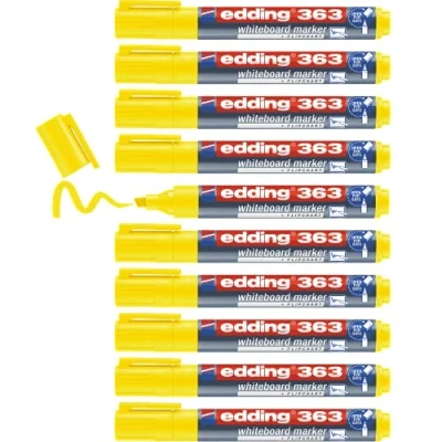 Abbildung von edding 363 Whiteboardmarker gelb 10 Whiteboard Stifte Keilspitze 1 5 mm Boardmarker abwischbar für Whiteboard, Flipchart, Magnettafel, Pinnwand, Memoboard Sketchnotes