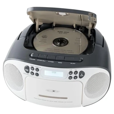 Abbildung von Reflexion RCR2260DAB/GR, Tragbares CD/MP3 Cassetten USB DAB+ Stereo Radio (2x12 Watt max. Musikleistung) 3,5 mm AUX IN Anschluss und 3,5mm Kopfhörerausgang, Digitales LCD Display,Grau