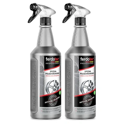 Abbildung von ferdotec® Spezial Felgenreiniger (2 x 1 L) kraftvoll und säurefrei Autofelgenreiniger mit Wirkindikator für Alufelgen, Stahlfelgen, polierte, verchromte, Matte Felgen Premium Felgenpflege
