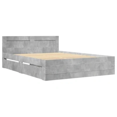Abbildung von vidaXL Bettgestell, Bett mit Kopfteil, Bettrahmen Lattenrost, Doppelbett Schlafzimmerbett Stauraum, Betongrau 120x200cm Holzwerkstoff