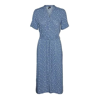 Abbildung von VERO MODA Damen Vmvica S/S Shirt Dress Ga Wvn Noos, Captains Blue/Aop:liva, S