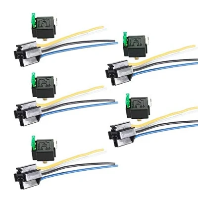Abbildung von Mintice 5 X 12V 30A 4 Polig SPST KFZ Relais Öffner Schließer Wechselrelais Leistungsrelais Sicherung Buchse Stecker Motorrad Boot