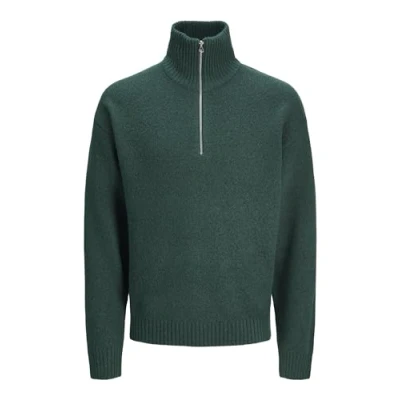 Abbildung von Jack &amp; Jones Jorollie HALF ZIP Strickpullover, Herren, Größe: Small, Sea moss