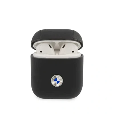 Abbildung von BMW BMA2SSLBK Hülle für AirPods schwarz Geniune Leather Silver Logo