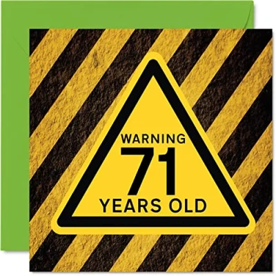 Abbildung von lustige Geburtstagskarte zum 71. Geburtstag für Männer und Frauen Warnung Happy Birthday Karte Vater, Mutter, Großvater, Oma, Onkel, Tante, 145 mm x mm,