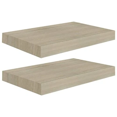 Abbildung von vidaXL 2X Wandregal Schwebend Hängeregal Wandboard Bücherregal Regalbrett Schweberegal CD DVD Regal Dekoregal Eichefarben 40x23x3,8cm MDF