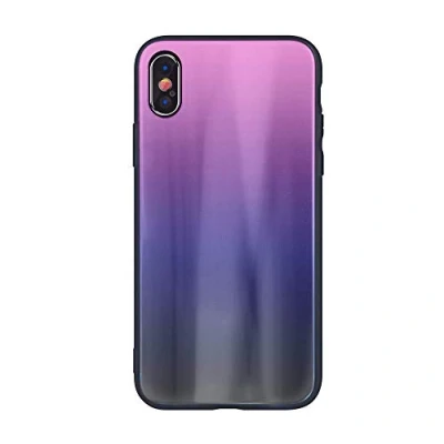 Abbildung von cofi1453® Aurora Glas Etui Silikon Hülle kompatibel mit Samsung Galaxy A70 (A705F) Hart Case TPU Handy Cover Schutz in Pink Schwarz