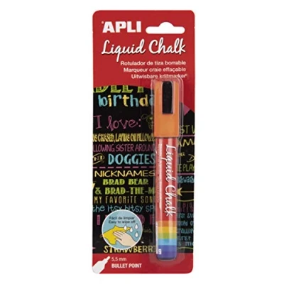 Abbildung von Apli, Kreidestifte, abwischbar, 5,5 mm, Liquid Chalk, runde Spitze, Orange