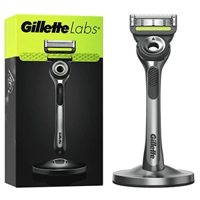 Abbildung von Gillette Labs mit Peelingstange, Herrenrasierer, 1 Griff, 5 Ersatzklingen, Reiseetui, Geschenkidee für Herren
