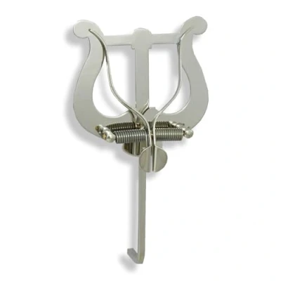 Abbildung von Marschgabel für Trompete Stimmzug L Form (Befestigung am 3. Ventilzug, silber Faber Lyra Lyre Notenhalter vernickelt)