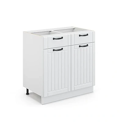 Abbildung von Vicco Unterschrank Fame Line, Weiß Landhaus/Weiß, 80 cm ohne Arbeitsplatte