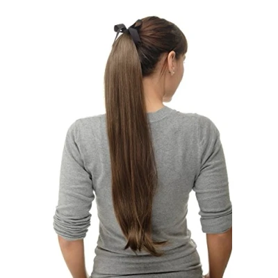 Abbildung von WIG ME UP Haarteil Zopf Pferdeschwanz Streckkamm und Band lang glatt Braun, Goldbraun 65cm D13001 12