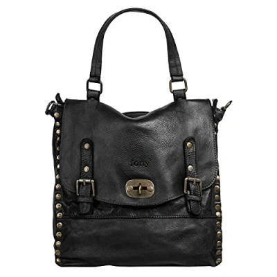Abbildung von forty Rucksack Echt Leder Damen Made in Italy, Vintage Citybag, Handtasche, Daypack aus Leder, Smartphonefach 021147