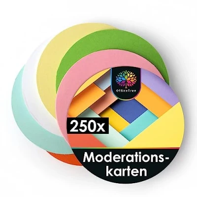 Abbildung von OfficeTree 250x Moderationskarten Rund 10cm Metaplankarten 6 Farben Set Bunt Lehrerbedarf für Präsentation und Vortrag