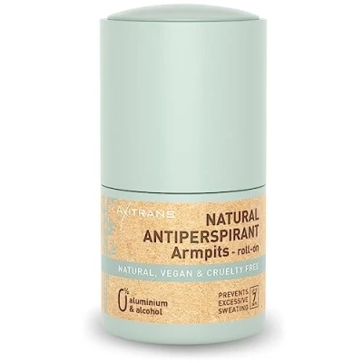Abbildung von Axitrans Natürliches Deo Herren und Damen Antitranspirant Deoroller Langanhaltender Schweißschutz bis zu 7 Tage Schutz gegen übermäßiges Schwitzen Schweißgeruch Aluminiumfrei, Vegan 50ml