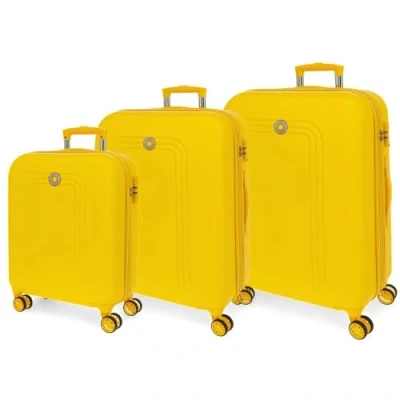 Abbildung von MOVOM Riga Kofferset Gelb 55/70/80 cm starr ABS Verschluss TSA 91L 10,88 kg 4 Doppelrollen Gepäck Hand, gelb, Talla única, Koffer Set