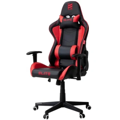 Abbildung von ELITE Gaming Stuhl MG200 Destiny Ergonomischer Bürostuhl Schreibtischstuhl Chefsessel Sessel Racing Gamingstuhl Drehstuhl Chair Kunstleder Sportsitz (Schwarz/Rot)