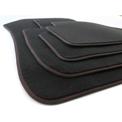 Abbildung von kh Teile Fußmatten 3er F30 F31 M3 F80 (ab 2012) Original Premium Qualität Automatten 4 teilig Velours schwarz, Ziernaht Rot