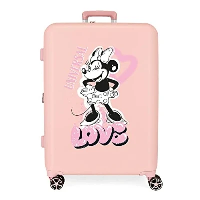 Abbildung von Disney Minnie Heart Mittelgroßer Koffer, Nude, 48 x 70 26 cm, starres ABS, integrierter TSA Verschluss, 88 l, 3,98 kg, 4 Doppelräder