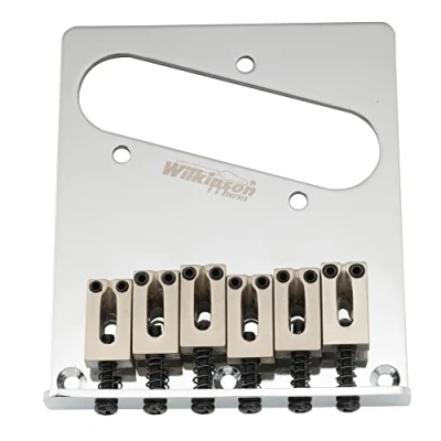 Abbildung von Wilkinson WOT03 54mm Telecaster Steg Bridge 6 Moderne Saitenreiter für American Standard Tele T Style E Gitarre, Chrom