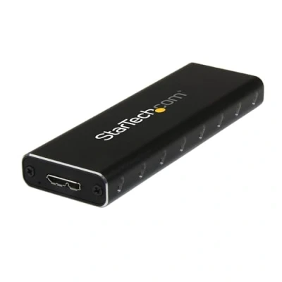 Abbildung von StarTech.com M.2 SSD Aluminiumgehäuse für USB 3.0 (5Gbit/s) mit UASP Schwarz NGFF SATA B Key &amp; B+M Externes tragbares Gehäuse Nicht kompatibel NVMe / AHCI (SM2NGFFMBU33)