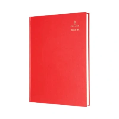 Abbildung von Collins Standard Desk Academic 202324 A4 Tagesansicht, Jahresplaner (Termine), FSC Mix Papier, Schul , Hochschul oder Universitäts Tagebuch Juli 2023 bis 2024 Rot 44M.15 2324