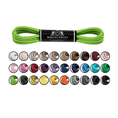 Abbildung von Mount Swiss Luxury Schuhbänder I Wasserabweisende und reißfeste Schnürsenkel rund ø 2 3 mm aus feiner Baumwolle/gewachst Farbe: Green.128, Länge: 60 cm