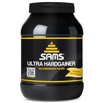 Abbildung von 5000 Kalorien pro Tag Mass Weight Gainer mit Whey Protein Isolat Pulver Aufbaunahrung für maximale schnelle Gewichtszunahme Muskelaufbau &amp; Masseaufbau SAMS Ultra Hardgainer (Banane 1050g)