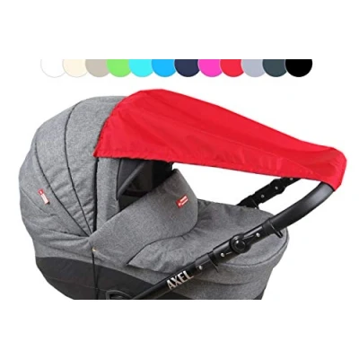 Abbildung von BABYLUX Sonnenschutz UV Rollo Schütz SONNENSEGEL Sonnendach für Kinderwagen Buggy (Rot)
