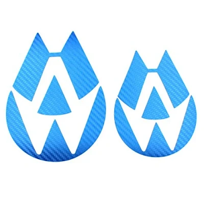Abbildung von Autoaufkleber Set für Kfz Emblem Logo Cover Selbstklebend Folie Passgenau Front und Heck Fahrzeug Tuning Aufkleber K093 (Carbon Blau)