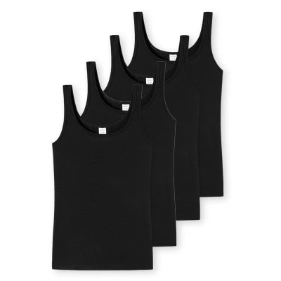 Abbildung von Schiesser 4ER PACK Essentials Unterhemd/shirt, Damen, Größe: 42, Schwarz