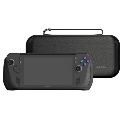 Abbildung von Skull &amp; Co. GripCase Bundle for ROG Ally X: A Soft Protective Case with Textured Grips Full Protection and Stand, Shock Absorption Non Slip Anti Scratch Cover Design (with Carrying Case) Black